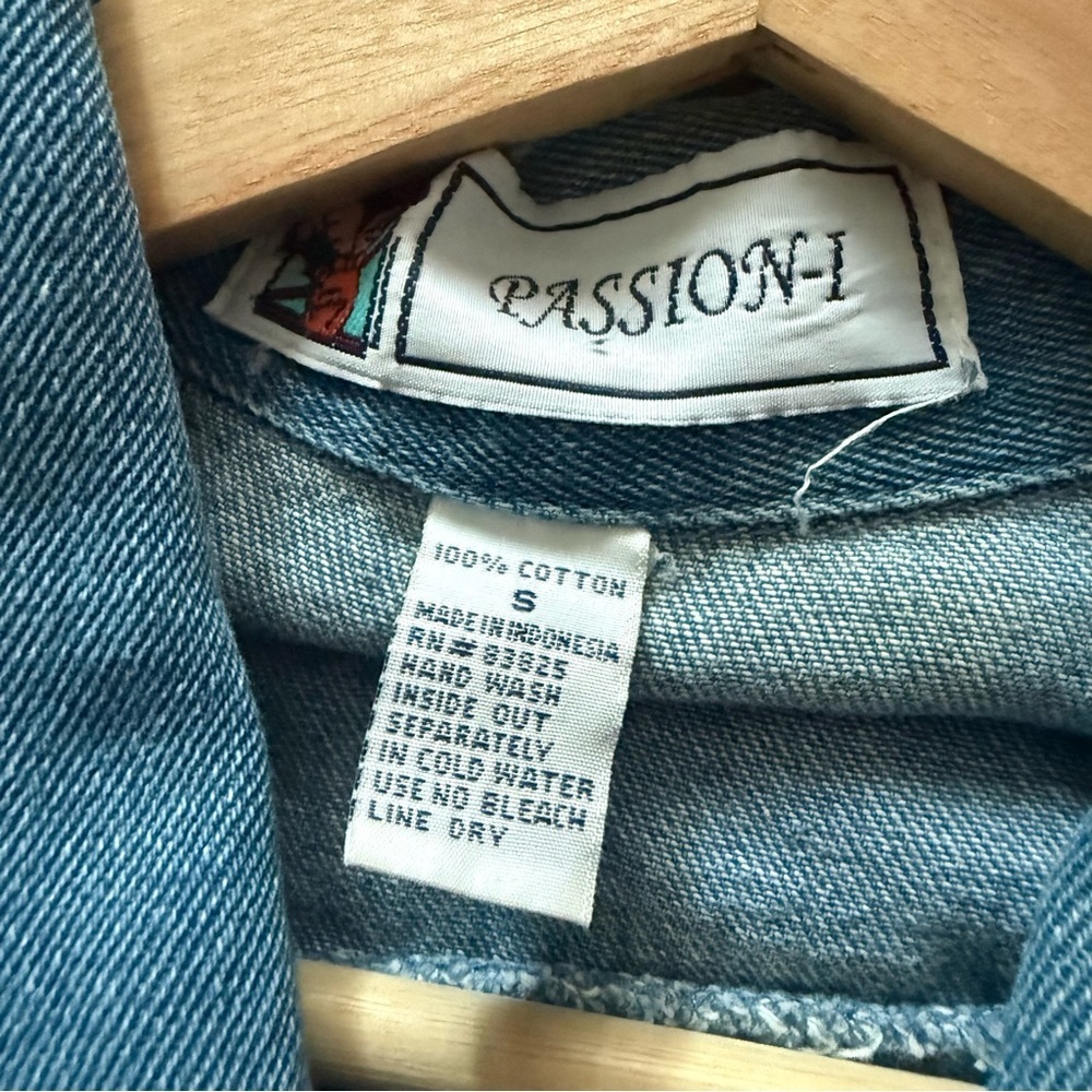 Vintage Passion‎ I Embroidered Denim Jean Jacket Hot Air Balloons Zip Up Size S - Picture 11 of 14